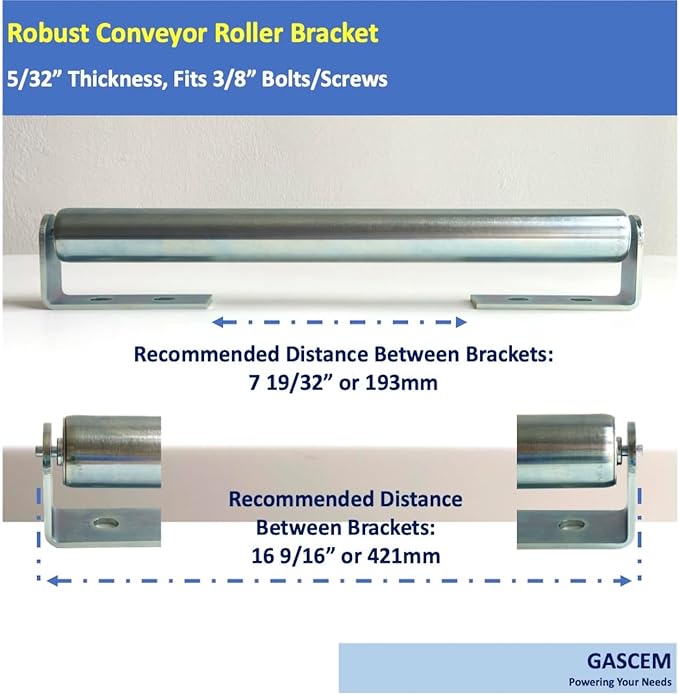 Long Roller with Bracket Set | 16" Length, 1.5" Diameter | Galvanized Steel | - Image 4