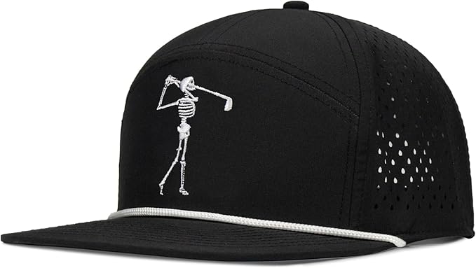 Bamveio Funny Golf Hats Flat Bill for Men Women,Golf Gifts Skull Baseball Cap for Adults Humor