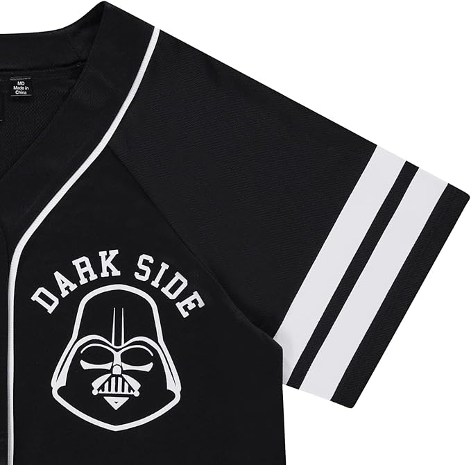 STAR WARS Ladies Baseball Jersey - Darth Vader, Luke Skywalker and Baby Yoda Mesh Button Down Baseball Jersey