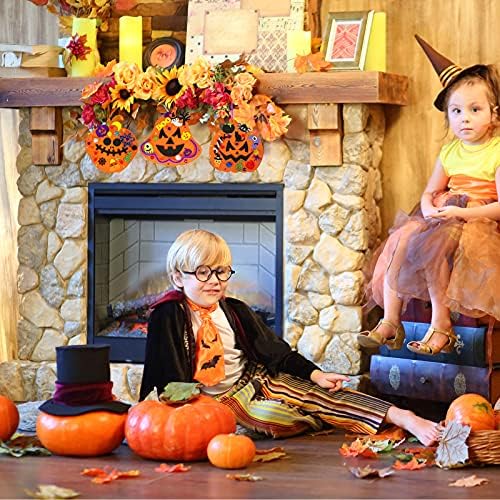 Winlyn 30 Kits Fall Halloween Pumpkin Decorations DIY Pumpkin Craft Kits Foam Pumpkin Shapes with Halloween Stickers Jack-O'-Lantern Face Stickers for Kids Gift Favors Art Project Classroom Activity