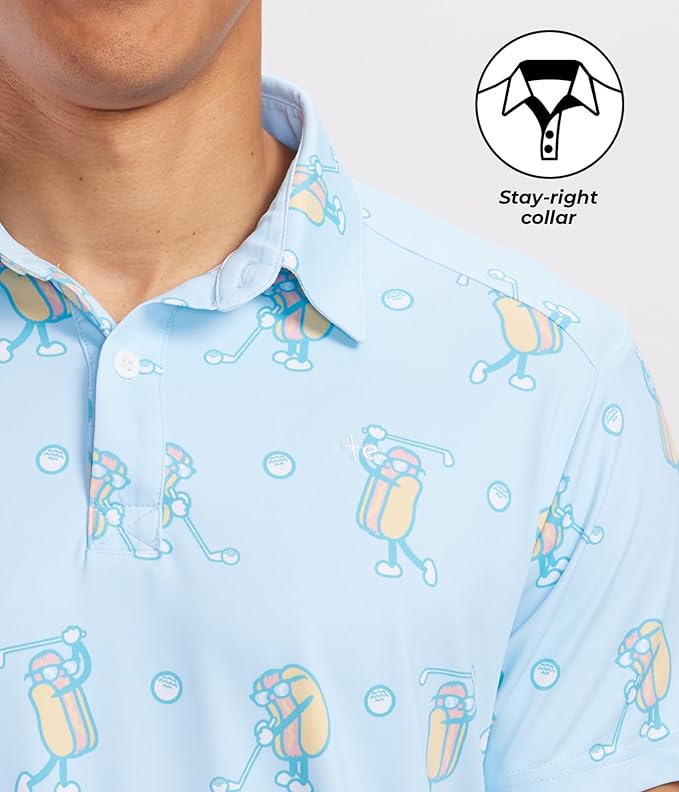 Tipsy Elves Men's Performance Golf Shirt - 4-Way Stretch, Quick Dry, Athletic Cut - Golf Polo