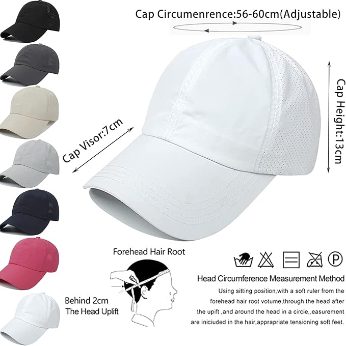 Womens Ponytail Hat Baseball Cap, Adjustable Criss Cross Baseball Cap High Bun Unisex Quick Drying Trucker Hats