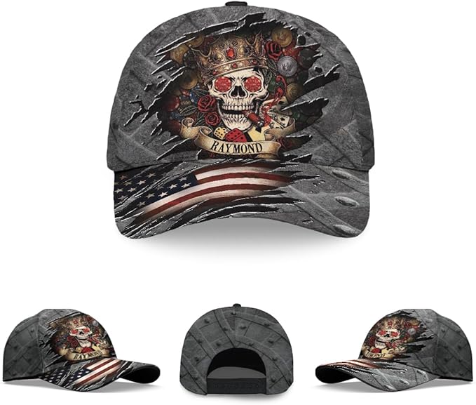 Baseball Cap for Men Women, Skull Cap for Men, Skeleton Gothic Horror Adjustable Strap Sports Soft Caps Outdoor