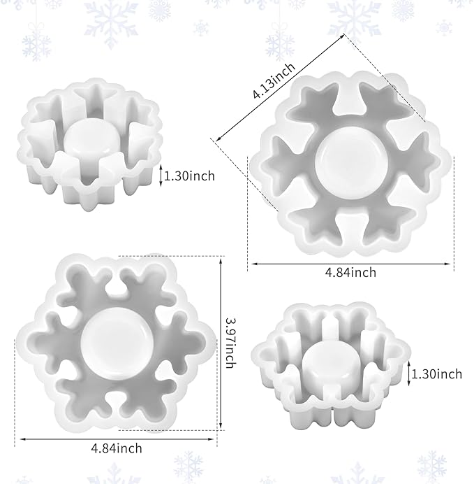 2PCS Christmas Resin Molds Snowflake Silicone Resin Mold - Image 2