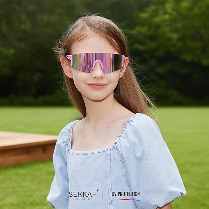 SEKKAF Youth Baseball Sunglasses for Boys Girls Age 6-12 Softball Cycling Sports Sunglasses for Kids Lightweight Frame