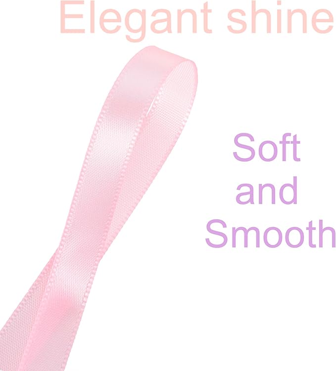 3/8 Inch Light Pink Ribbon, 50 Yards Craft Polyester Satin Ribbon Perfect - Image 3
