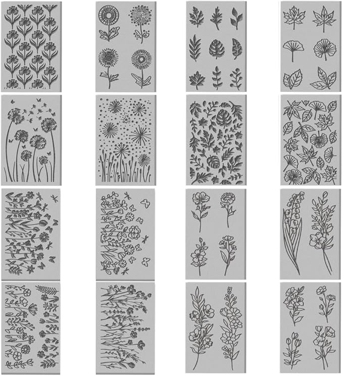 CHGCRAFT 16 Sheets Plants and Flower Clay Texture Mat Dandelions Pattern - Image 8