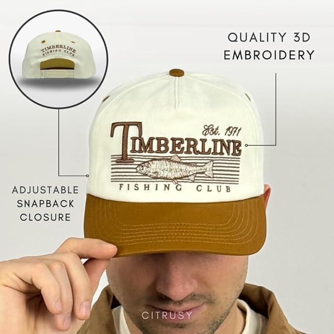 Vintage Low Profile Unstructured Hat | Cotton Flat Bill Snapback Rope Hat | Men & Women’s Hiking Fishing Running Golfing Hat