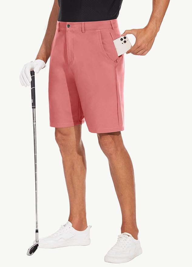 JWM Mens 7"/9" Stretch Golf Shorts - Lightweight Hybrid Casual Dress Work Flat Front Shorts with 5 Pockets Quick Dry UPF50
