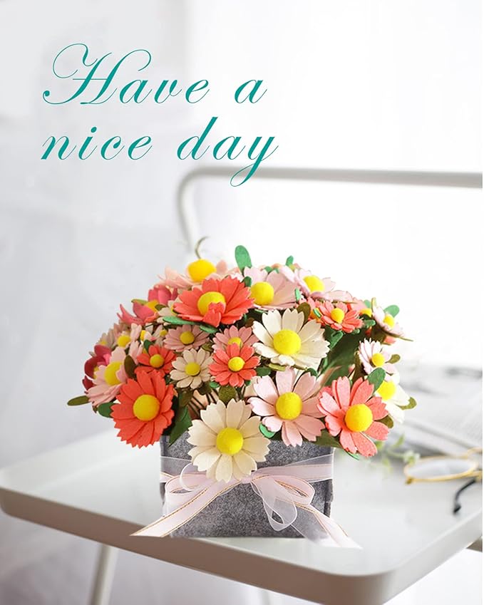 DIY Felt Flower Art Craft Kit, Daisy Bouquet Kit, Floral Gifts, Beginner Craft - Image 7
