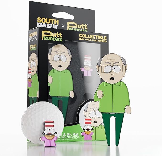 South Park Mr. Garrison Divot Tool with Mr. Hat Ball Marker – Officially Licensed South Park Golf Accessories Set – Metal Divot Repair Tool with Magnetic Ball Marker for Golfers