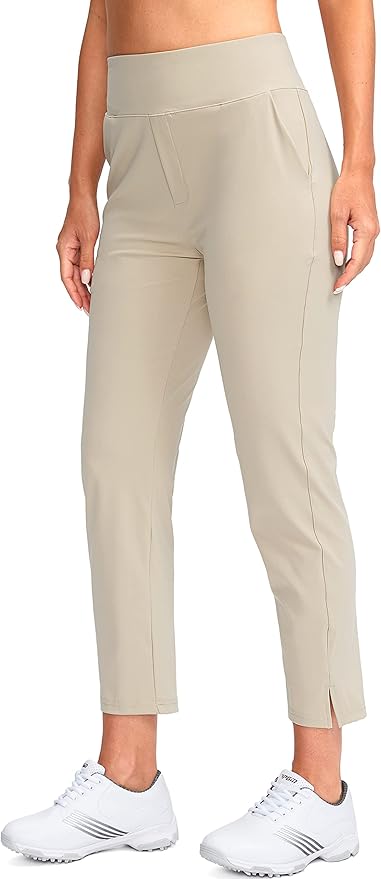 YYV Women's Golf Pants Stretch Work Ankle Pants High Waist Dress Pants with Pockets for Yoga Business Travel Casual