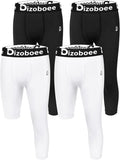 Youth Boys Compression Pants One Leg 3/4 Athletic Leggings for Sports Kids Basketball Tights Football Baseball Pants