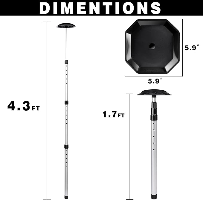 CHAMPKEY Professional Golf Travel Bag Support Rod - Sturdy Aluminum Alloy Golf Support System - Rubber Top Cover Golf Support Stick