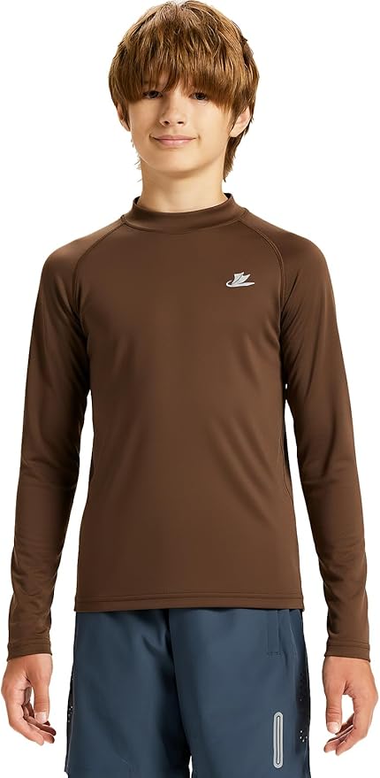 DEVOROPA Youth Boys Compression Thermal Shirt Long Sleeve Kids Fleece Baselayer Soccer Baseball Undershirt Slim/Regular/Husky