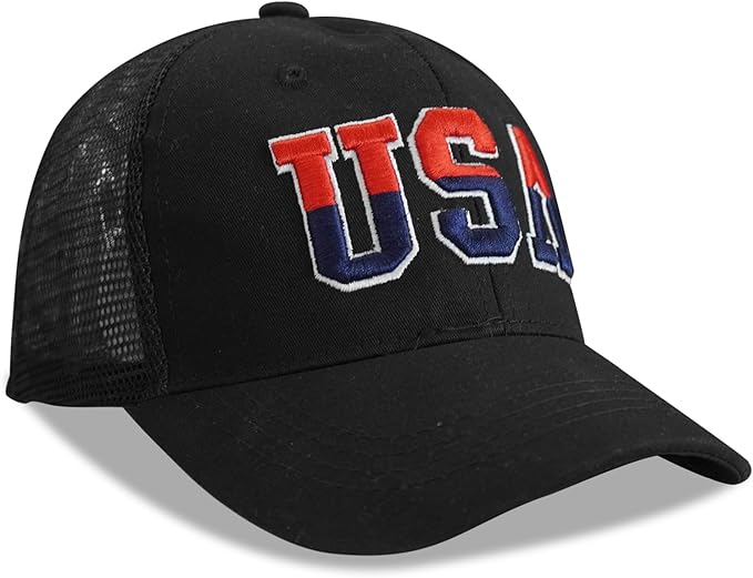 American Flag Patriotic Baseball Cap | Embroidered USA Flag 100% Cotton Adjustable Hat for Men & Women