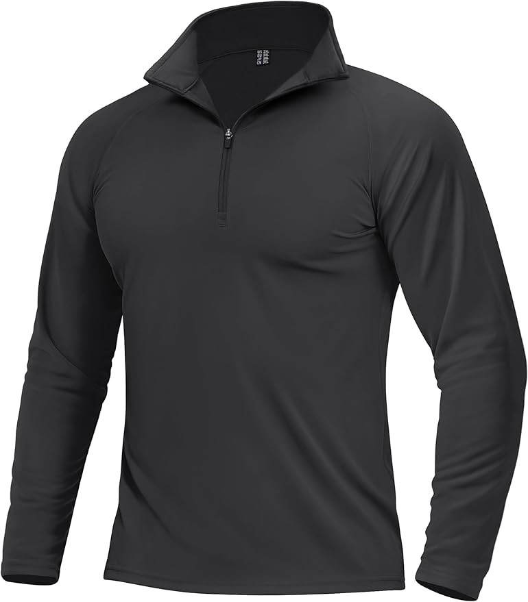 Boladeci Men's Quarter Zip Pullover Premium Fleece Lined Long Sleeve Golf Shirts Warm Hiking Shirts Lightweight Sweatshirts