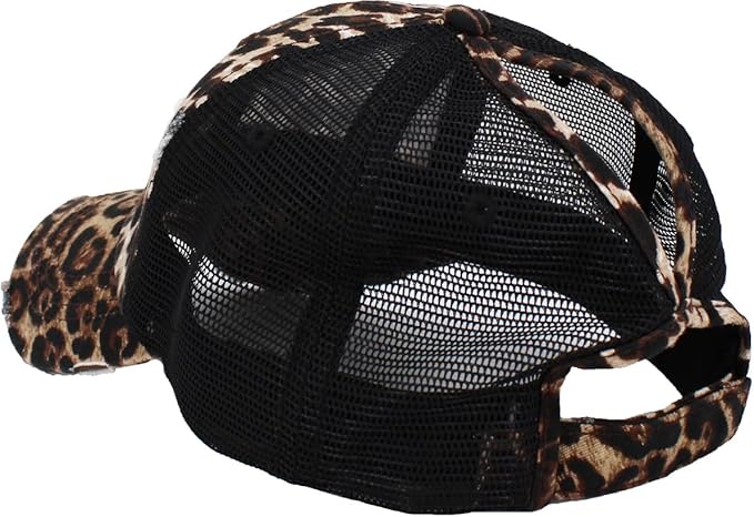 Classic Plain Ponytail Messy High Bun Headwear Adjustable Cotton Trucker Mesh Glitter Hat Baseball Cap