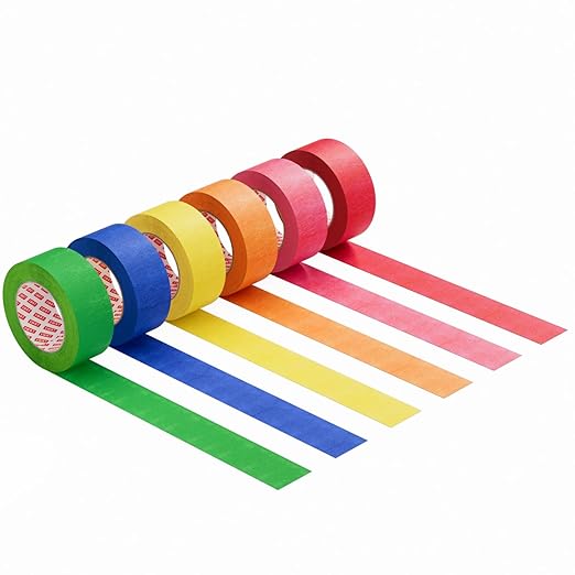 SWRT Colored Masking Tape 6-Pack, 0.7 Inch x 16 Yards Each Roll Rainbow by SWRT