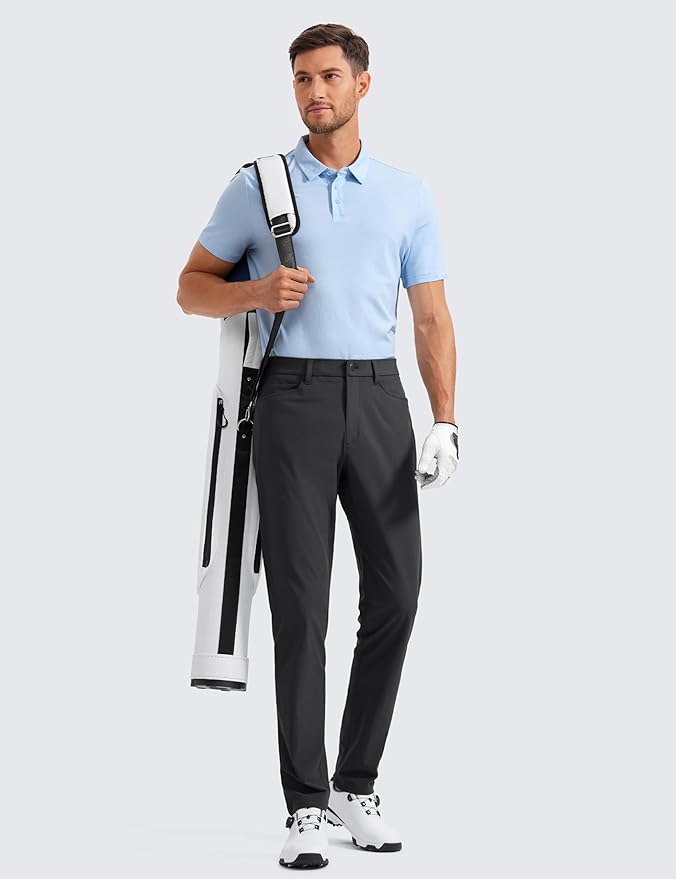 CRZ YOGA All Day Comfy 5-Pocket Golf Pants for Men - 28"/30"/32"/34" Quick Dry Lightweight Casual Work Stretch Trousers