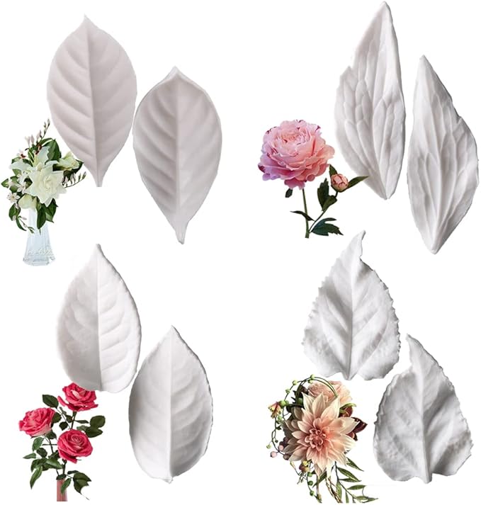 KALAIEN 8Pcs Sugar Paste Leaf Veiners Fontant Mold Fondant Silicone Leaf by KALAIEN