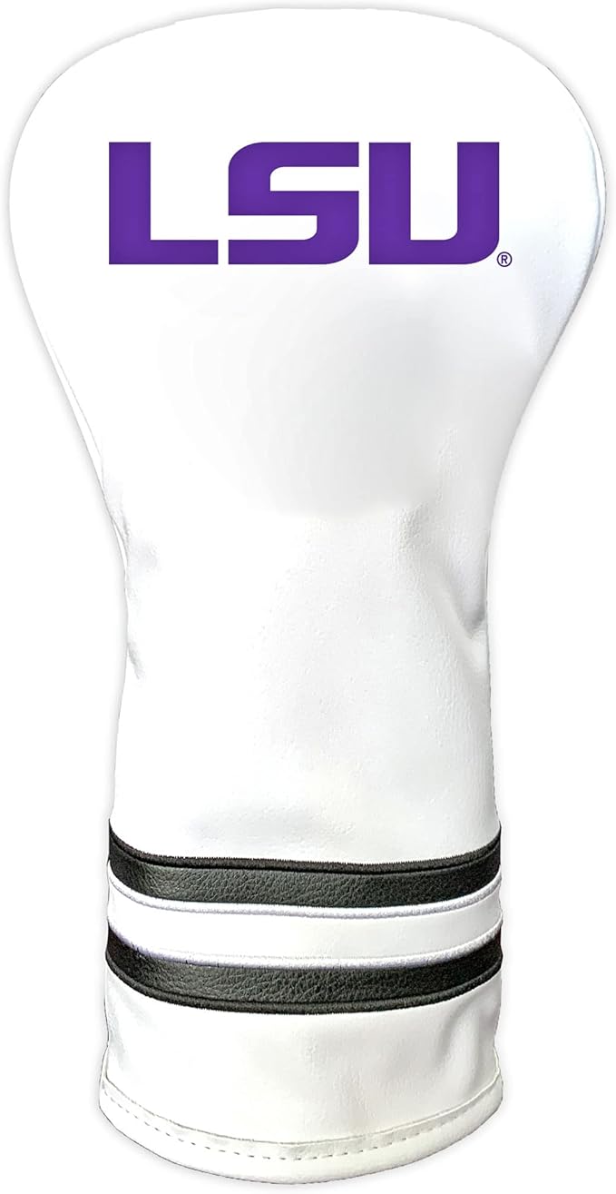 Team Golf NCAA White Vintage Driver Golf Club Headcover, Form Fitting Design, Retro Design