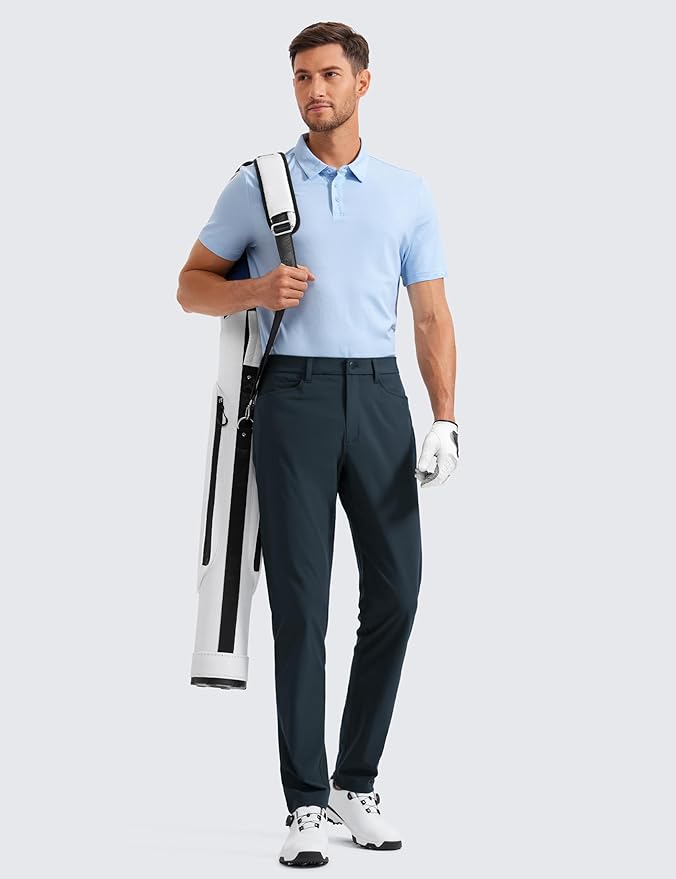 CRZ YOGA All Day Comfy 5-Pocket Golf Pants for Men - 28"/30"/32"/34" Quick Dry Lightweight Casual Work Stretch Trousers