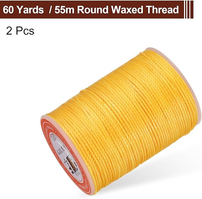 uxcell Round Leather Sewing Waxed Thread, 55m / 60 Yards Polyester Wax String - Image 3