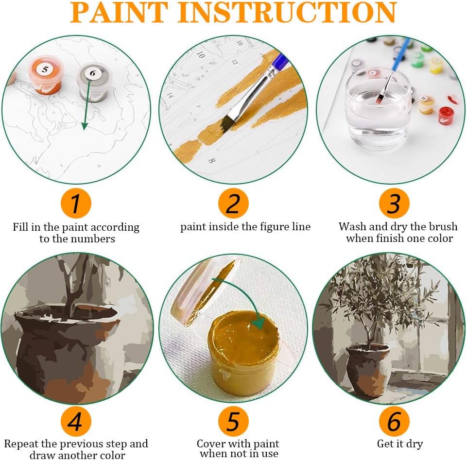 Axquilon 3 Packs Olive Tree Framed Paint by Numbers Kit for Adults 8x10 in