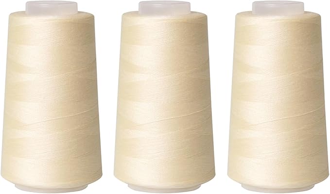 Sewing Thread Cone Set, 3 Pack Serger Thread, 3000 Yards Each, All Purpose by Unknown