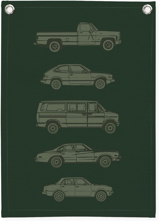 Toddler Boy Room Decor, Car Room Decor Linen Canvas Banner, Retro Car Wall by Unknown