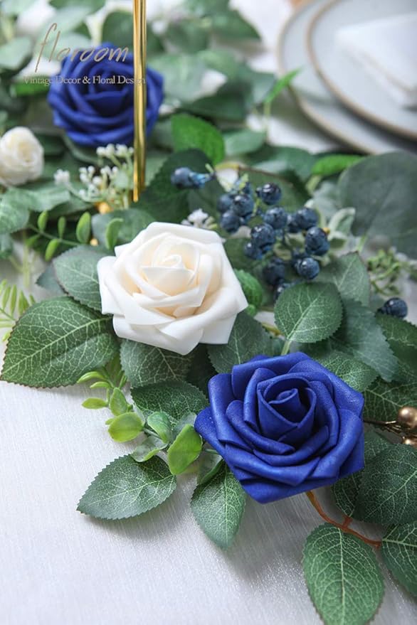 Floroom Artificial Flowers 25pcs Real Looking Royal Blue Foam Fake Roses - Image 5