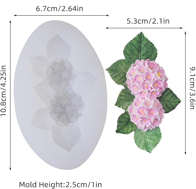 Hydrangea Flower Silicone Mold for Candle Soap Fondant Chocolate Candy Cake - Image 2