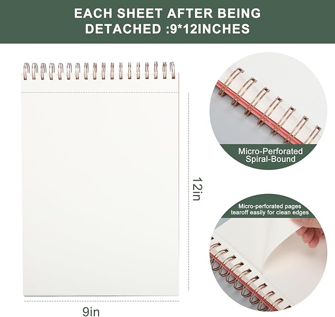 Ddaowanx Mixed Media Sketchbook, 9x12 inches Sketch Pad 60 Sheets Heavyweight - Image 4
