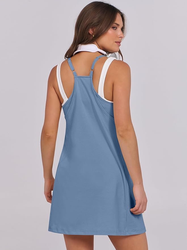 ANRABESS Women Summer Dress 2026 Beach Vacation Outfits Tennis Athletic Workout Romper Dress Built in Shorts Travel Clothes