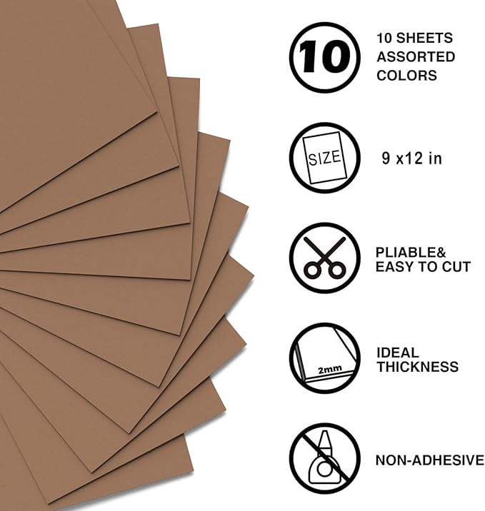 MEARCOOH Brown Foam Sheets Crafts 9x12 Inch 2mm Eva Color Craft Foam Paper - Image 2