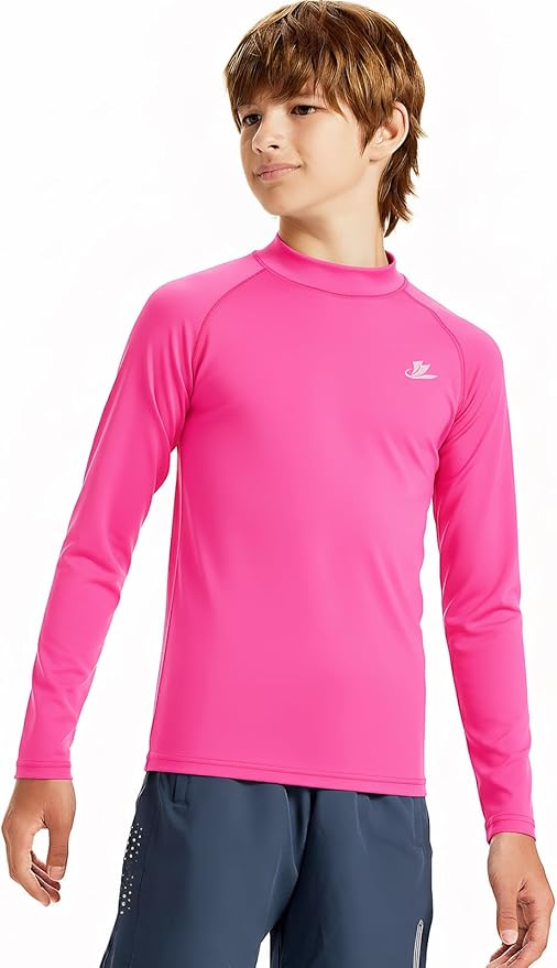 DEVOROPA Youth Boys Compression Thermal Shirt Long Sleeve Kids Fleece Baselayer Soccer Baseball Undershirt Slim/Regular/Husky