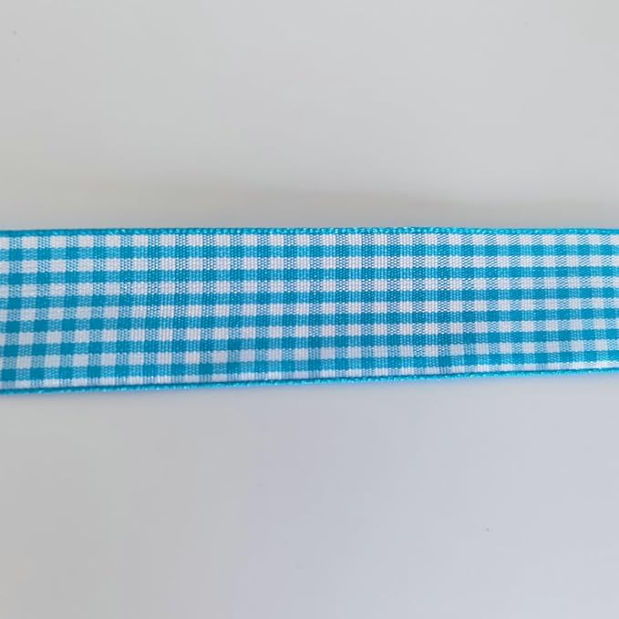 Micomon 1-Inch Vivid Blue and White Woven Edge Plaid Ribbon Polyester Gingham - Image 8