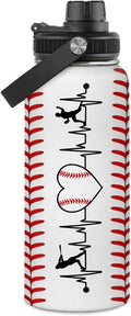 Baseball Water Bottle 32oz Stainless Steel Insulated Bottle for Men, Women, Sports Lovers - Baseball Gifts for Birthday, Christmas