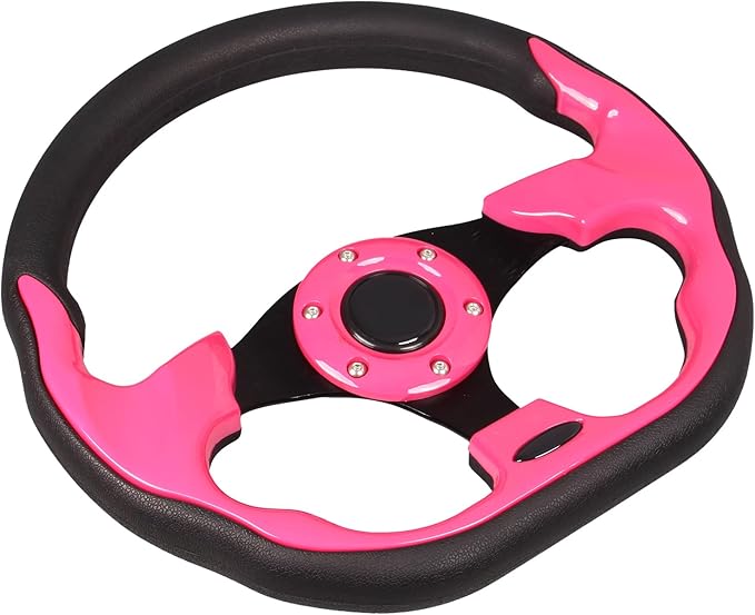 Pink Golf Cart Steering Wheel Universal Fit Yamaha EZGO RXV & TXT, Club Car DS, Club Car Precedent Tempo with Ergonomic Design