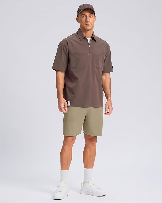 Pudolla Men's Casual Shorts 7"/9"/5" Lightweight Golf Shorts with 3 Pockets Stretch Quick Dry Comfy Work Shorts