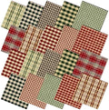 Hahafelt 10 Pcs Christmas Red Green Buffalo Plaid Fabric Bundles 20 x 20in