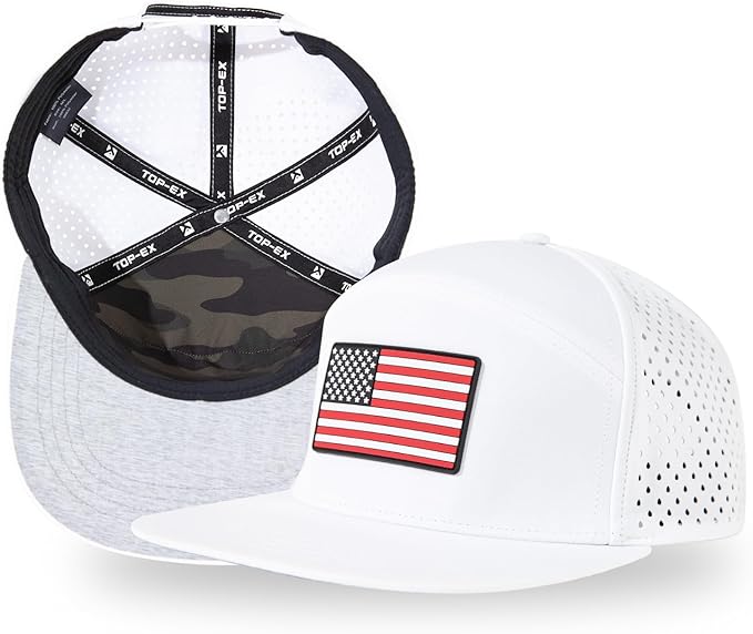 UVCoolix™ Cooling Sweatband Flat Bill Golf Baseball Cap,Breathable Sun Protection,Water-Resistant Snapback Performance Hat
