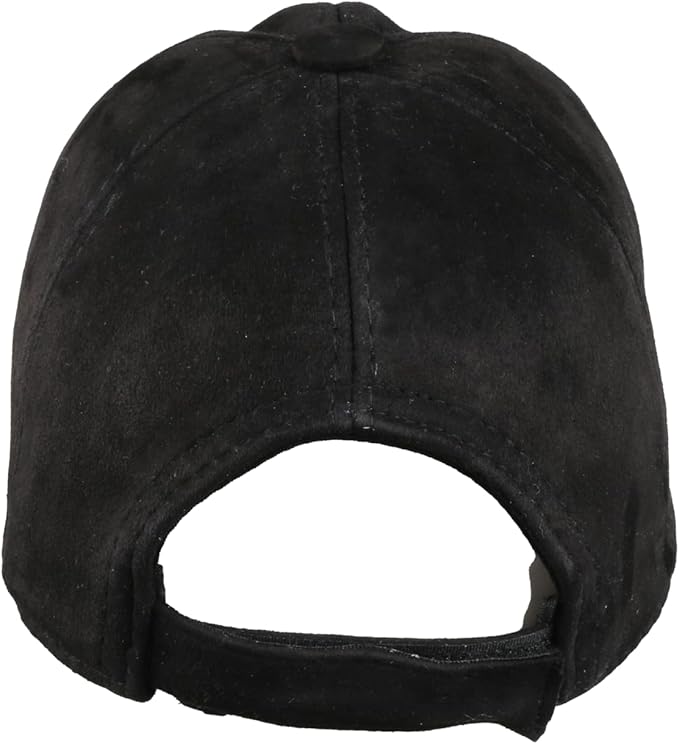 Suede Leather Baseball Cap – Unstructured 6 Panel Adjustable Strapback Hat for Men & Women