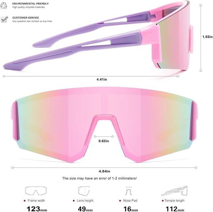 SEKKAF Youth Baseball Sunglasses for Boys Girls Age 6-12 Softball Cycling Sports Sunglasses for Kids Lightweight Frame