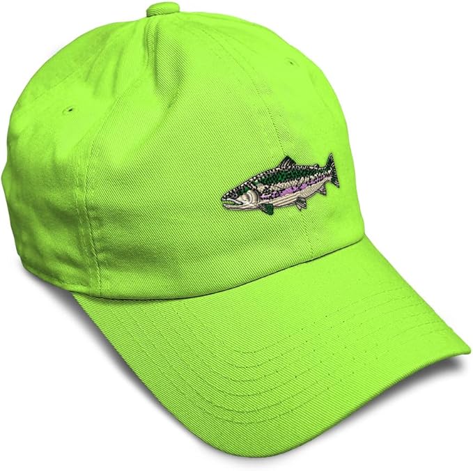 Custom Soft Baseball Hat Embroidered Dad Hat Fish Rainbow Trout Men & Ladies Baseball Cap Cotton