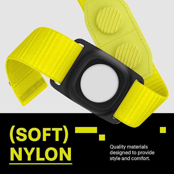 MAG-iT Magnetic Golf Range Finder Strap Designed for AirTag (1st & 2nd Gen) – GPS Tracker Holder Compatible with Find My App – Magnetic Mount for Golf Cart – Neon Yellow