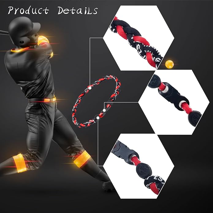 18inch Baseball Necklace,Fashion Tri-Braided Rope Tornado Necklace for Sports Fan