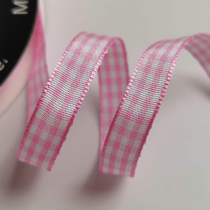 Pink Gingham Plaid Checked Ribbon 25 Yards Each Roll 100% Polyester - Image 6