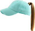 Classic Plain Ponytail Messy High Bun Headwear Adjustable Cotton Trucker Mesh Glitter Hat Baseball Cap